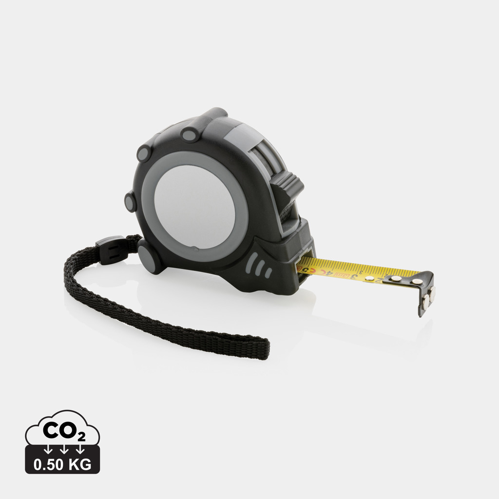 Mètre ruban Grip 3m ABS recyclé personnalisable Gris et Noir